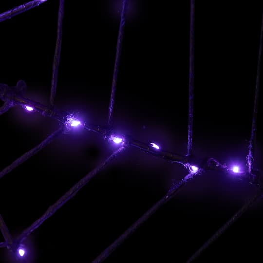 16" Lighted Purple LED Spiderweb Halloween Decoration
